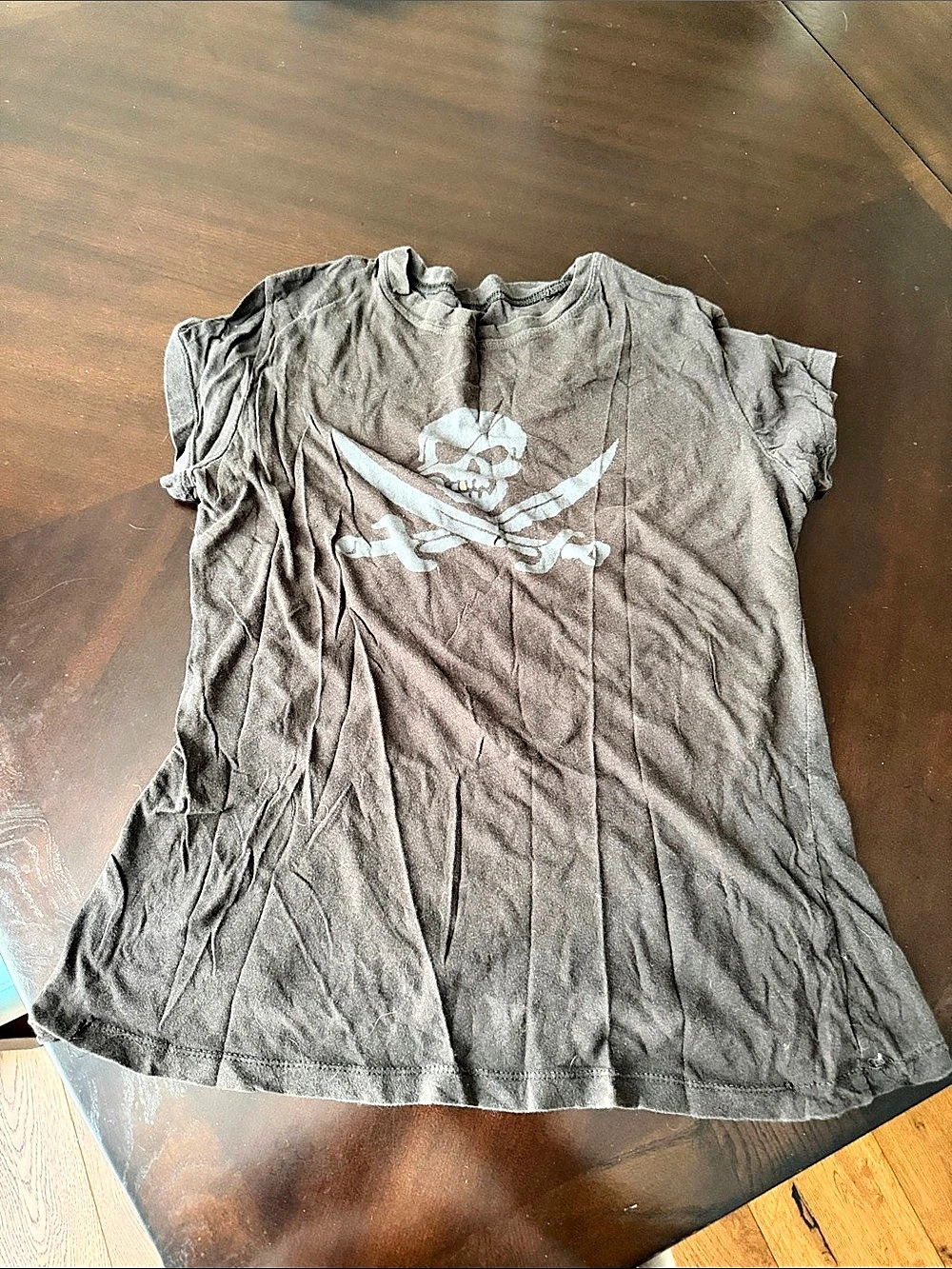 Gray Short Sleeve Graphic Pirate Tee
